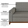Sofá Living Vintage 3 Lugares 225cm em Linho Áspen  - 5