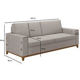 Sofá Living Vintage 3 Lugares 225cm em Linho Áspen  - 3