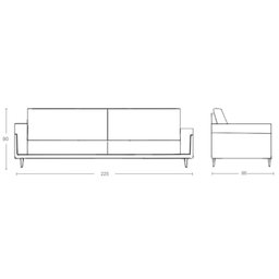 Sofá Living Vintage 3 Lugares 225cm em Linho Áspen  - 3