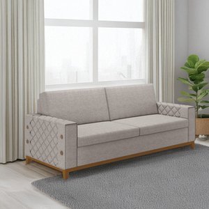 Sofá Living Vintage 3 Lugares 225cm em Linho Áspen 