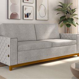 Sofá Living Vintage 3 Lugares 225cm em Linho Áspen  - 1
