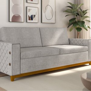 Sofá Living Vintage 3 Lugares 225cm em Linho Áspen 