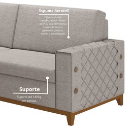 Sofá Living Vintage 3 Lugares 225cm em Linho Áspen  - 7
