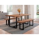 Ver imagem 1 de Conjunto Sala de Jantar Mesa com Bancos 6 Lugares Madeira Maciça Lumber CabeCasa MadeiraOriginals