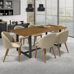 Conjunto Sala de Jantar Mesa com Bancos 6 Lugares Madeira Maciça Lumber Cabecasa MadeiraMadeira - 6