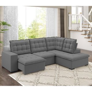 Sofá de Canto Retrátil e Reclinável 5 Lugares 310cm Belluno