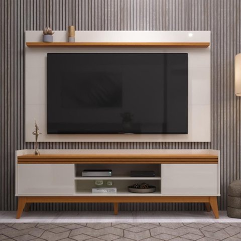 Rack com Painel para Tv até 70 Polegadas 180 Cm Astúrias - Off White e Cedro