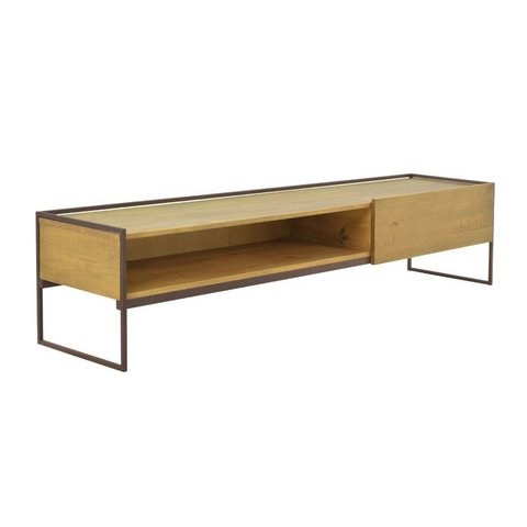 Rack 1 Gaveta Lumber Base Metal - Castanho Oregon - Datelli Design