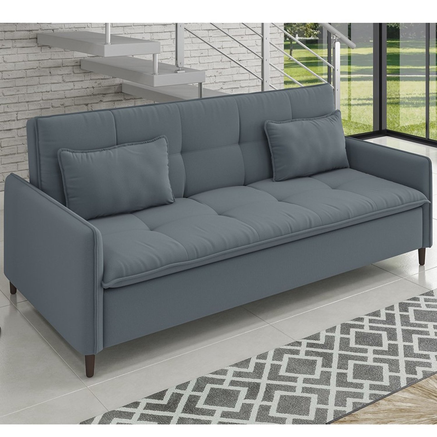 Sofá Cama Reclinável 3 Lugares 213cm Veludo Lima - 1