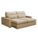 Ver imagem 2 de Sofá Retrátil e Reclinável 2 Lugares 2,80m Andreza Veludo Lansofbr Bege