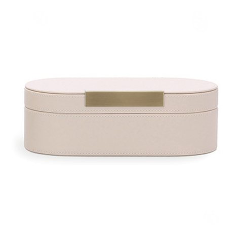 Caixa em MDF com Revestimento em PU Nude e Dourado 8,5x25x12cm