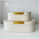Ver imagem 2 de Caixa em MDF com Revestimento em PU Nude e Dourado 8,5x25x12cm