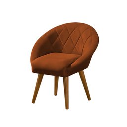 Poltrona Decorativa Canastra Estofada Veludo Laranja Terracota Pés Palito em Madeira Maciça - 2