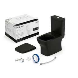 Kit de Bacia com Caixa Assento Termofixo com Queda Amortecida e Complementos de Instalação Boss Roca Preto/Matte Black - 1