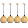 4 Pendente em Fibra Natural Bambu Artesanal Bancada E27 Nat02 - 1