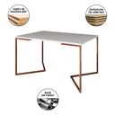 Ver imagem 5 de Mesa Jantar Industrial Retangular Branca 137X90Cm Base V Cobre Com 6 Cadeiras Pretas Ma Cor: Branco