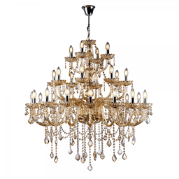 Lustre Candelabro Cristal Legítimo Maria Tereza Nice 28 Lâmpadas E14 Cristal Champagne - 1