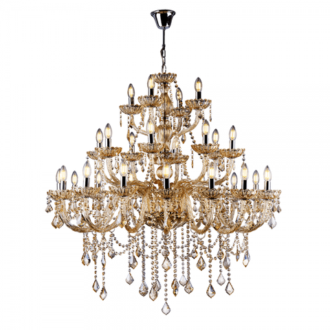 Lustre Candelabro Cristal Legítimo Maria Tereza Nice 28 Lâmpadas E14 Cristal Champagne