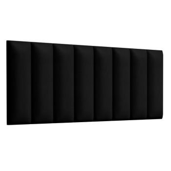 Kit 8 Módulos Cabeceira de Cama Queen 160x60cm Corino Preto  Estofados Auto Adesivo