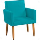 Ver imagem 3 de Kit Namoradeira Decorativa + 2 Poltronas Para Sala Reforçadas + 2 Puff Redondo Suede Azul-turquesa