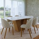 Ver imagem 1 de Conjunto Mesa Tampo Marmorizado com 6 Cadeiras Ibiza Ediane Yescasa