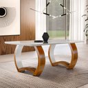 Ver imagem 1 de Mesa em Madeira Maciça 180x90cm Tampo Vidro Bari Marrom/Cinamomo Imbuia/Off White