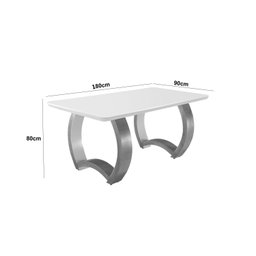 Mesa em Madeira Maciça 180x90cm Tampo Vidro Bari  - 3