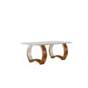 Ver imagem 2 de Mesa em Madeira Maciça 180x90cm Tampo Vidro Bari Marrom/Cinamomo Imbuia/Off White