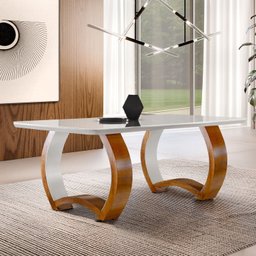 Mesa em Madeira Maciça 180x90cm Tampo Vidro Bari  - 1