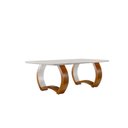 Ver imagem 2 de Mesa em Madeira Maciça 220x110cm Tampo Vidro Bari Marrom/Cinamomo Imbuia/Off White