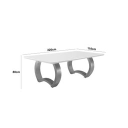 Mesa em Madeira Maciça 220x110cm Tampo Vidro Bari  - 3