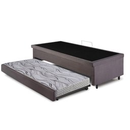 Bicama Box com Baú Solteiro 88x188 com Colchão Auxiliar Suede Cinza - 9