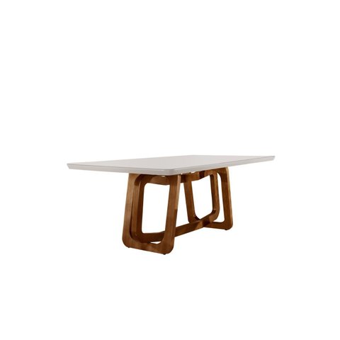 Mesa em Madeira Maciça 180x90cm Tampo Vidro Genova Yescasa