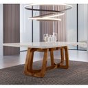 Ver imagem 1 de Mesa em Madeira Maciça 220x110cm Tampo Vidro Genova Yescasa
