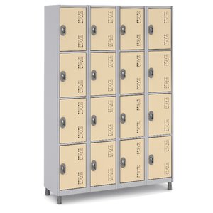 Armário Roupeiro Aço 16 Portas 191×130×41cm Volume C/ Tranca Cor:creme