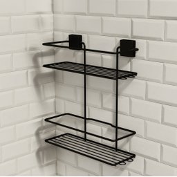 Porta Shampoo Duplo - Linha Premium Decotec Preto - 2