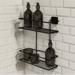 Porta Shampoo Duplo - Linha Premium Decotec Preto - 1