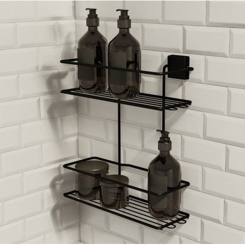 Porta Shampoo Duplo - Linha Premium Decotec Preto