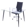 Conjunto Home Office 2 Peças Mesa Taurus Vidro Cadeira Presidente Esteirinha 3301 Espresso Móveis - 1