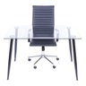 Conjunto Home Office 2 Peças Mesa Taurus Vidro Cadeira Presidente Esteirinha 3301 Espresso Móveis - 2