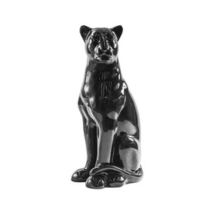 Escultura Obra de Arte Estátua Pantera Sentada Grande 90cm:preto Brilho