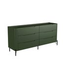 Ver imagem 2 de Cômoda com 6 Gavetas 178cm Pés em Metal 100% Mdf Cor:musgo com Preto