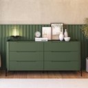 Ver imagem 1 de Cômoda com 6 Gavetas 178cm Pés em Metal 100% Mdf Cor:musgo com Preto