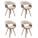 Ver imagem 3 de Conjunto Sala de Jantar Mesa Redonda 120cm Eiffel Tampo MDF com 4 Cadeiras Betina Linho Bege/Creme