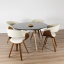 Ver imagem 2 de Conjunto Sala de Jantar Mesa Redonda 120cm Eiffel Tampo MDF com 4 Cadeiras Betina Linho Bege/Creme