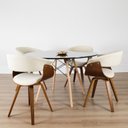 Ver imagem 1 de Conjunto Sala de Jantar Mesa Redonda 120cm Eiffel Tampo MDF com 4 Cadeiras Betina Linho Bege/Creme