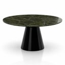 Ver imagem 1 de Mesa de Jantar Cone Redonda 130 cm Tampo Mármore Verde Vitória Régia Base Laca Preta
