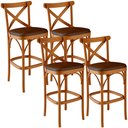 Ver imagem 1 de Kit 04 Banquetas Altas Cozinha Bancada Bar Sala Jantar Estofada Ávila L02 Couríssimo Marrom - Lyam L