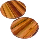 Ver imagem 1 de Conjunto 2 Tábuas de Madeira para Servir Pizzas Frios Petiscos 35cm e 38cm Redondas
