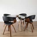 Ver imagem 1 de Conjunto Sala de Jantar Mesa Redonda 120cm Eiffel Tampo MDF com 4 Cadeiras Betina PU Preto